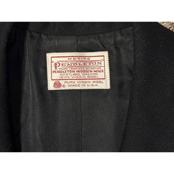 VTG Pendleton Jacket Womens 12P Black Wool Two Button Suit Blazer Sport Coat USA - Picture 4 of 5